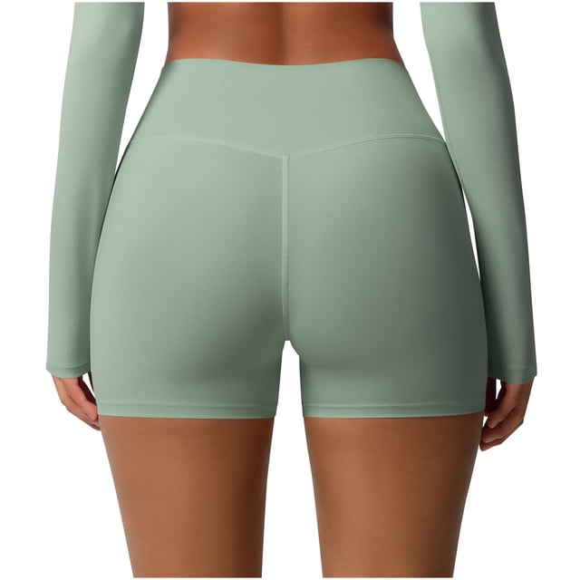 Plebaso Womens High Waisted Yoga Shorts Stretch Workout Biker Shorts Seamless Athletic Gym Running Shorts