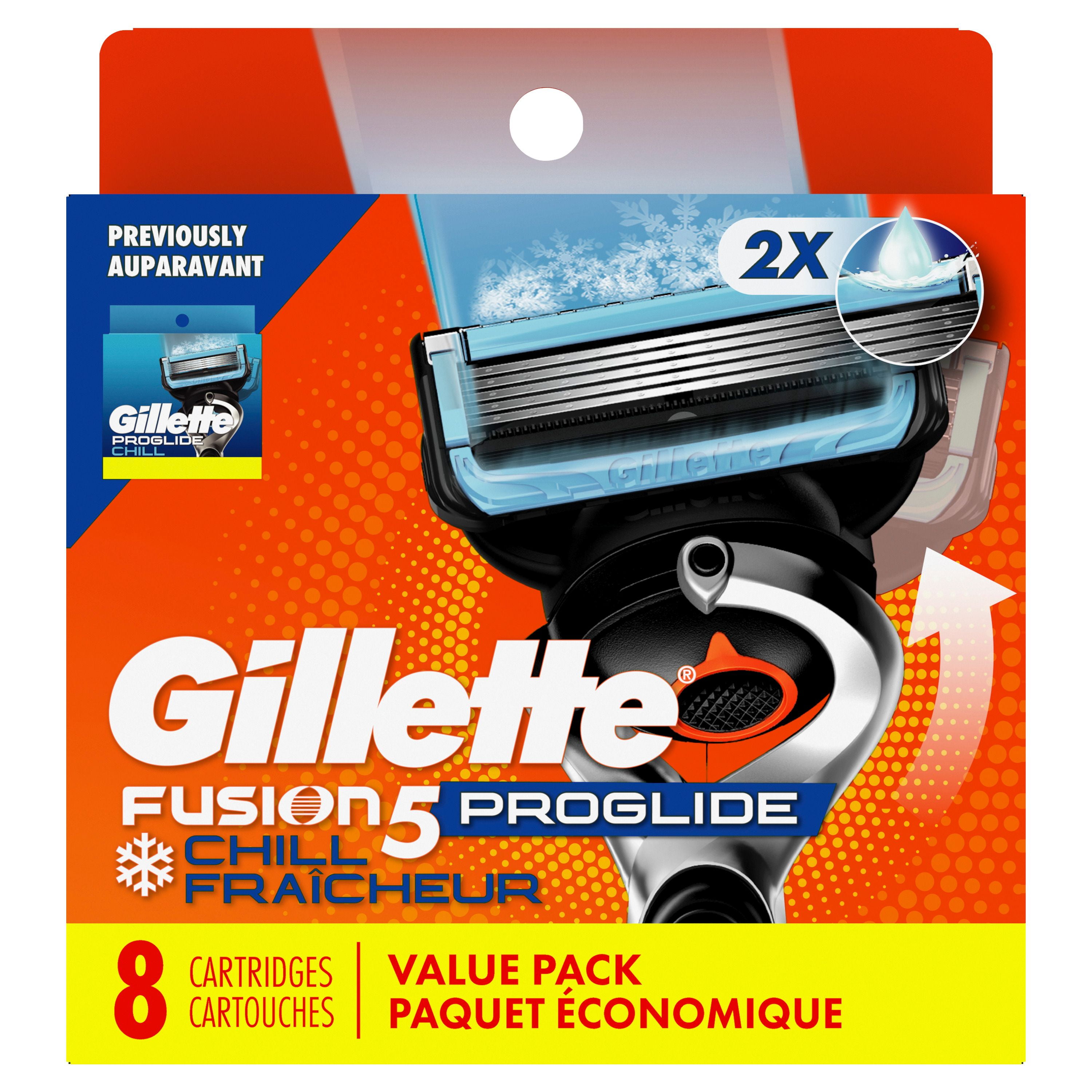 Cartouches de rechange de rasoir Gillette Fusion5 ProGlide Fraîcheur de rasoir pour manche de rasoir Flex-pivot, 5 lames de rasoir, 2x plus de lubrification rafraîchissante