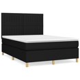 Box spring bed with mattress black 140x190 cm fabric