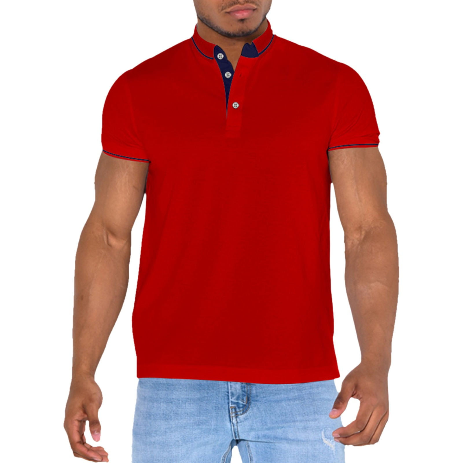 Pedort Mens T Shirt Men's RegularFit QuickDry Golf Polo Shirt Red,L