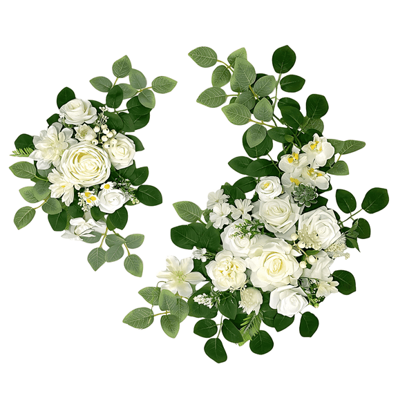2 Pcs Artificial Flower Bouquet, Elegant Home Welcome Decorations, Silk Floral Wreaths for Front Door, Ideal for Weddings and Parties, Long-lasting