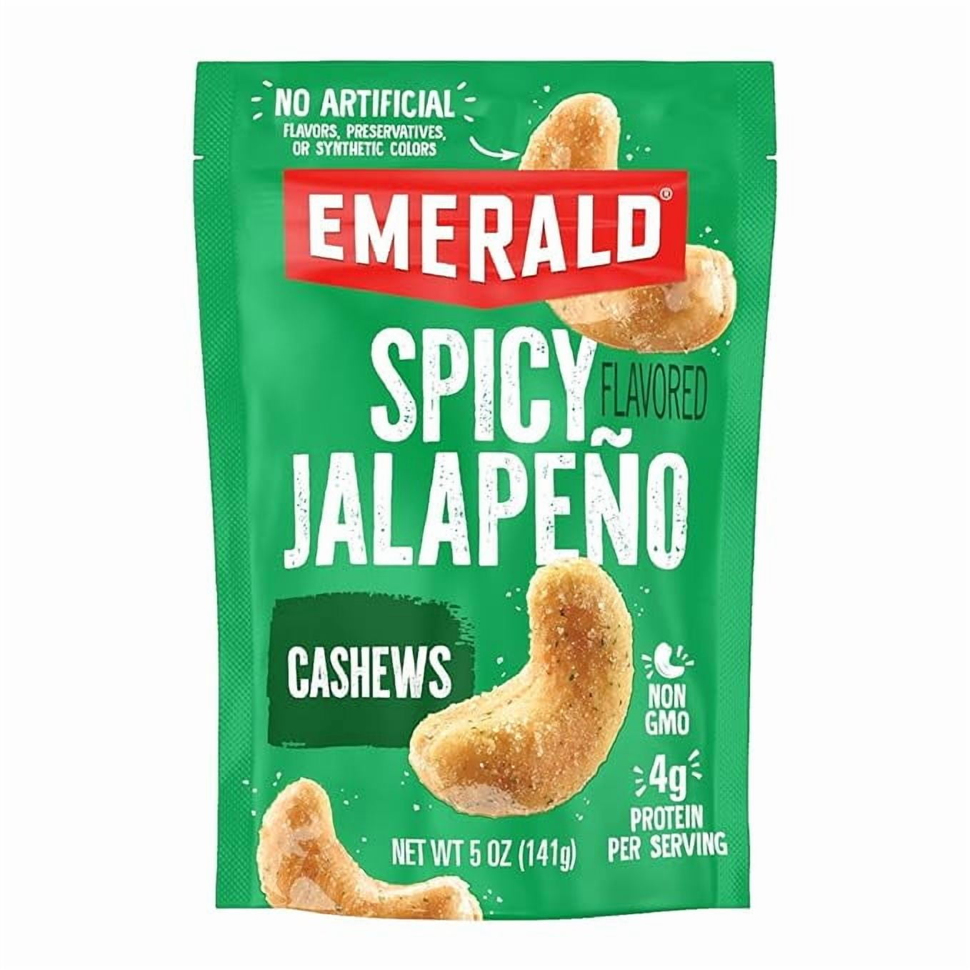Emerald Nuts Jalapeno Cashews, 5 oz, Resealable Bag (Pack of 2