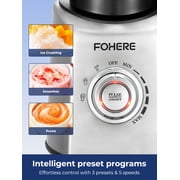 FOHERE Professional Countertop Blender, 50Oz Glass Jar, 1300W Peak Power, BPA-Free, Smoothie Maker with Presets & 5 Speeds, 20Oz Tritan to-go Cup, Ice Crusher for Home Use