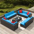 thumbnail image 6 of Homall 14 Pieces Rattan Patio Furniture Conversation Set Outdoor Sectional Sofa for Backyard,Blue, 6 of 10