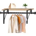 thumbnail image 1 of Anndason Closet Rod, 16 to 75 Inch Heavy Duty Adjustable Clothes Rod for Hanging Clothes and Heavy Duty Clothes Rod Bracket Rods Support (The Shelf NOT Included) (Black), 1 of 7