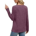 thumbnail image 6 of FAIWAD Long Sleeve Tops for Women Crew Neck Button Decor Knit Tunic Tops Casual Fall Winter Layering Blouse, 6 of 9