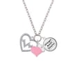 thumbnail image 2 of Delight Jewelry Silvertone Large Clear Crystal Heart with Heartbeat - Light Pink Heart Nurse Strong Zoe Necklace, 2 of 4