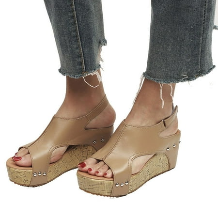 

Women s Open Toe Buckle Ankle Strap Platform Wedge Sandals