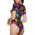 thumbnail image 3 of The Xecao Colorful Dinosaur Women's Crew Neck Body Suit, a short-sleeved bodysuit and basic swimsuit, both comfort and style for dating and daily life, 3 of 9