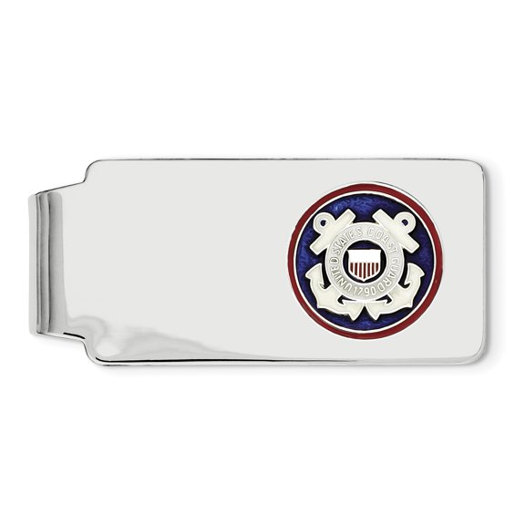 Beautiful Sterling Silver Rhodium-plated U.S Coast Guard Money Clip