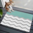 thumbnail image 3 of 2x3 Ft Entryway Area Rug, Grey Chevron Kitchen Rug Runner Washable Floor Mat, Geometric Turquoise Print Wavy Striped White Non Slip Indoor Door Mat Throw Carpet for Bathroom Living Room Bedroom, 3 of 8