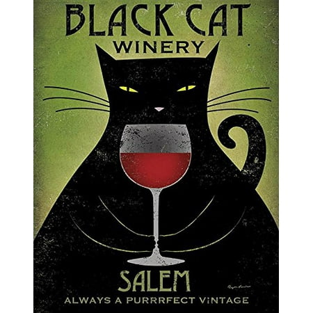 Black Cat Winery Salem by Ryan Fowler 14x11 Art Print Poster - Always the Purrrfect (Best Wineries In Washington)