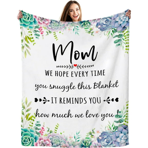 Gifts for Mom Blanket, Mom Gifts, Birthday Gifts for Mom, Mom Birthday Gifts, Mother''s Day Mom Gifts from Daughters Son Soft Flannel Throw Blanket 60" x 50"