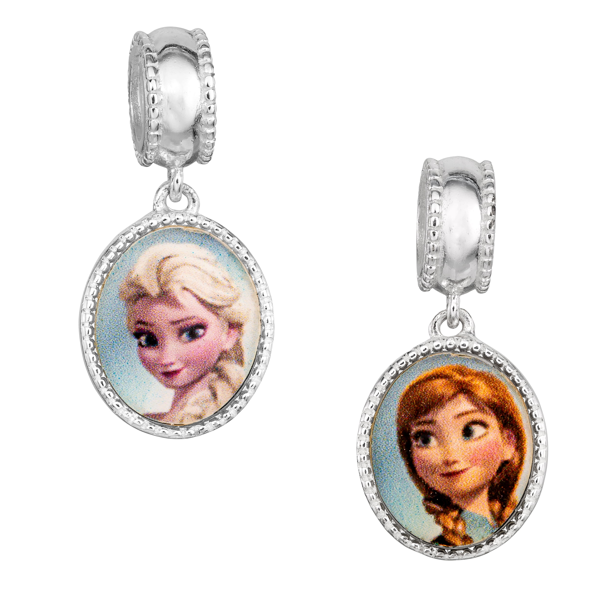 Disney Frozen Girls' Sterling Silver Anna & Elsa Double Sided Dangle Charm Bead