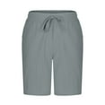 thumbnail image 4 of RYDCOT Men's Stretch Cotton Linen Shorts Casual Drawstring Relaxed Fit Elastic Waist Summer Beach Linen Shorts Gray, 4 of 6