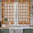 thumbnail image 2 of Fall Maple Leaves Kitchen Curtains 63 Inch Length, Thanksgiving Beige Brown Plaid Tiers Curtains for Living Room Berdoom Bathroom, Light Filtering Drapes Window Treatment 2 Panels 42"Wx63"L, 2 of 9