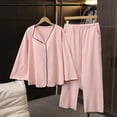 thumbnail image 2 of MIUOWANP Womens Big and Tall Pajama Sets Women's Casual Fleece Warm Tops With Pad Trousers Soft Homewear Sleepwear Suits Pink L, 2 of 5