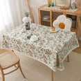thumbnail image 1 of Mantel rectangular con estampado de flores, bonito mantel de lino y algodón a prueba de polvo para decoración de cocina, comedor, Buffet (150x180cm), 1 ud., 1 of 5