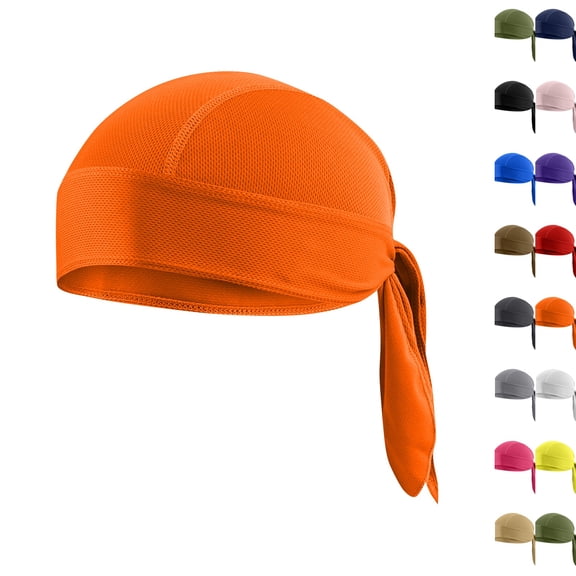 Cooling Helmet Liners - Do Rag Skull Caps for Men - Cooling Head Wraps, Hard Hat Liner - Motorcycle Pirate Bandana Saffron One Size