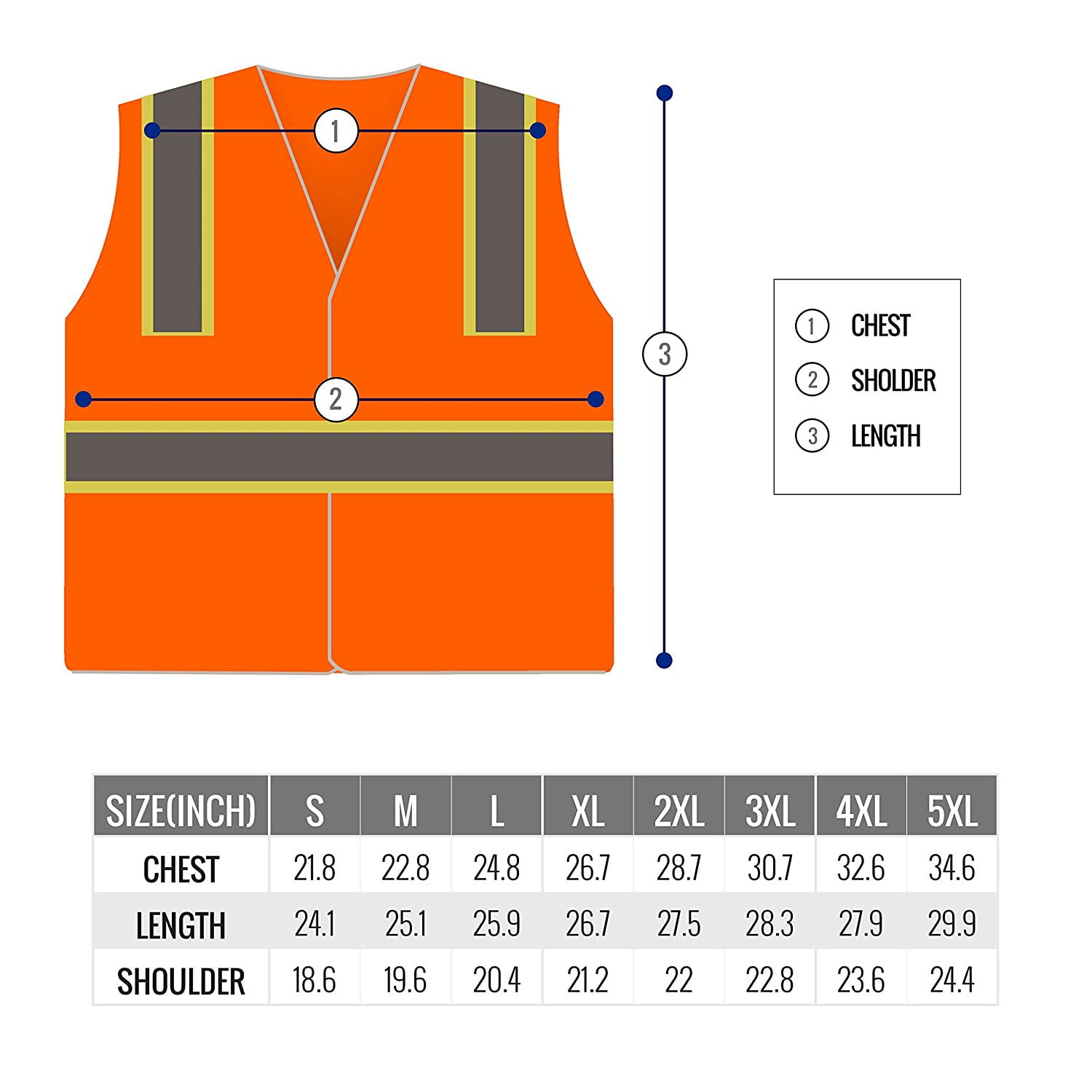 RK Safety Two Tone High Visibility Safety Vest- ANSI Class 2 - Neon Orange / 4XL
