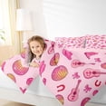 thumbnail image 4 of jejeloiu Pink Western Disco 7pcs Bedding Comforter Set Kids,Cowgirl Guitar Print Queen Bedding Sets,Reversible, 4 of 7
