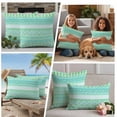 thumbnail image 5 of Teal Green Boho Outdoor Waterproof Pillow Covers, Vintage Ethnic Tribe Abstract Art Decorative Square Throw Pillowcase Sofa Cushion Sham for Patio/Couch/Chair, 24"x24" 2 Pack, 5 of 8