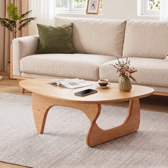 Modern Coffee Table, Mid Century Triangle Coffee Table for Living Room Bedroom Reception Office Tables, Wood