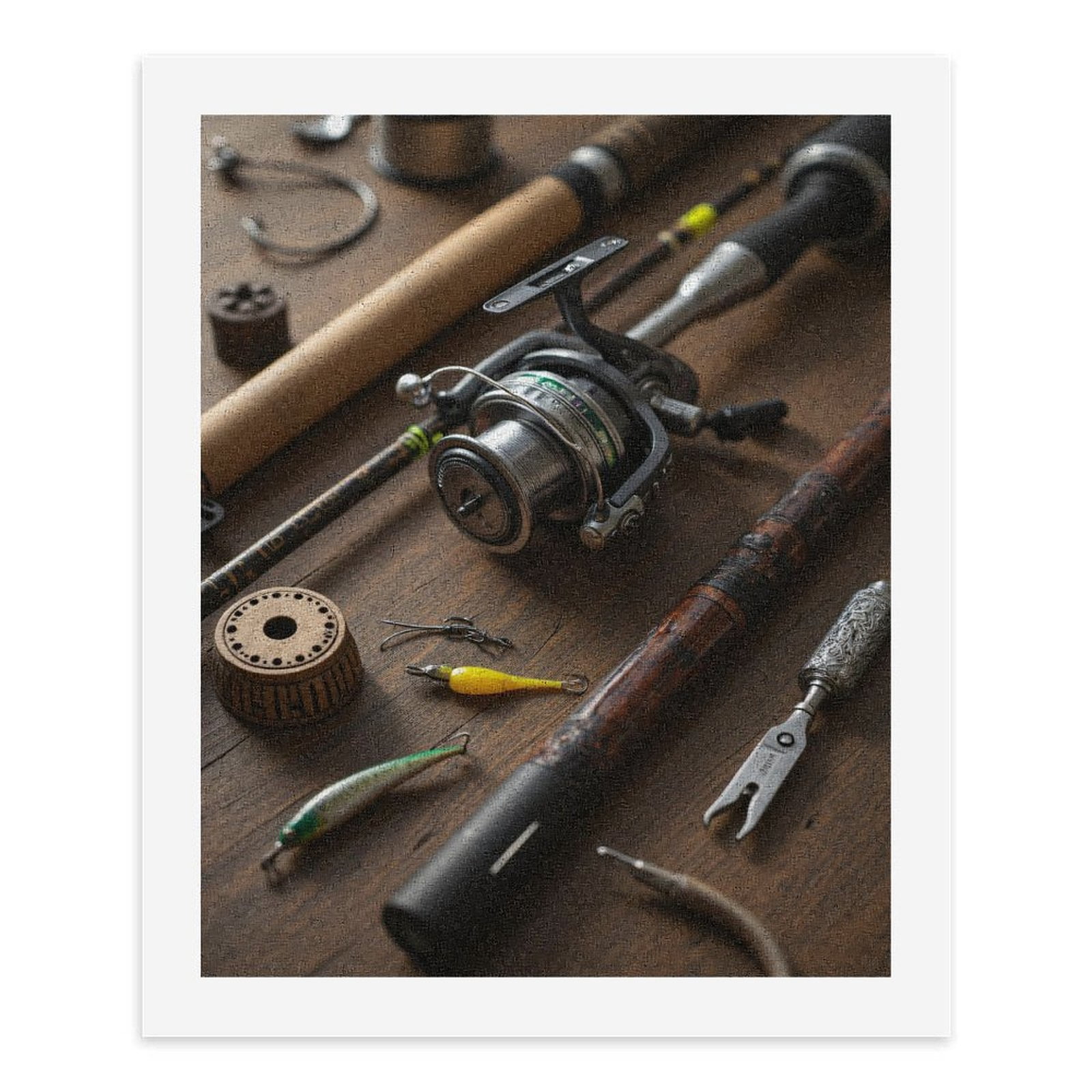 Paint by Numbers Kit for Adults, Fishing Gear On Wooden Surface Paint by Numbers, Easy Paint by Numbers Kit for Adults Beginner, DIY Adult Paint by Number Kits on Canvas, Home Decor