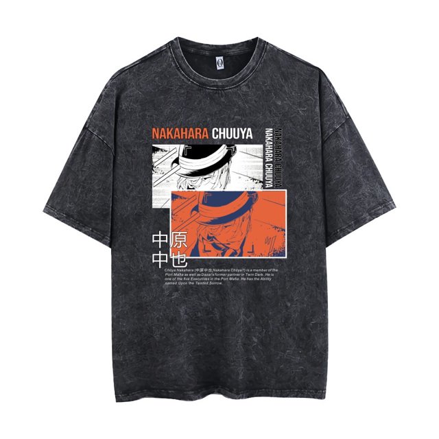 T-shirt Nakahara Chuya Été Col Rond vintage top pour Hommes et Femmes Edogawa Ramot-Shirt