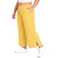 thumbnail image 2 of Gleelist Women's Plus Size Wide Leg Pants Lightweight Casual High Waist Side Slit Flowy Lounge Trouser With Pockets XL-5XL, 2 of 5