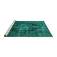 thumbnail image 2 of Ahgly Company Machine Washable Indoor Square Oriental Turquoise Blue Industrial Area Rugs, 7' Square, 2 of 4