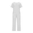 thumbnail image 4 of KyCheLot Women's Baggy Jumpsuits Oversized Summer V Neck Short Sleeve Wide Leg Rompers with Pockets, 4 of 6