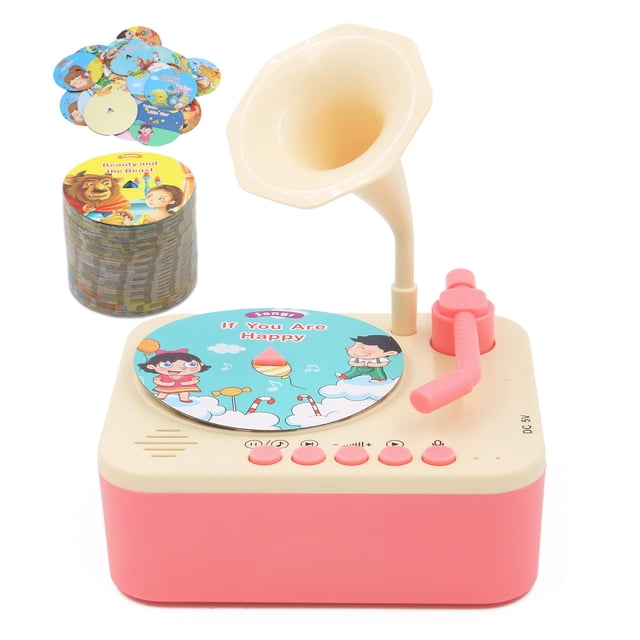 Fonógrafo para niños pequeños Ghousetec, reproductor de discos infantil con 99 tarjetas