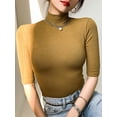thumbnail image 5 of Basic Cotton T Shirt Women Turtleneck Slim Tshirt Short Sleeve T-shirts Female Casual Elasticity White Tee Shirt Femme Woman Top, 5 of 6