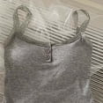 thumbnail image 4 of Tank Tops For Women Sevevn Women's Ribbed Knit Cami Top Lace Trim Button Front Tank Top with Chest Cushion Gray, 4 of 5