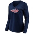 thumbnail image 2 of Women's Navy Washington Capitals Primary Logo V-Neck Long Sleeve T-Shirt, 2 of 3