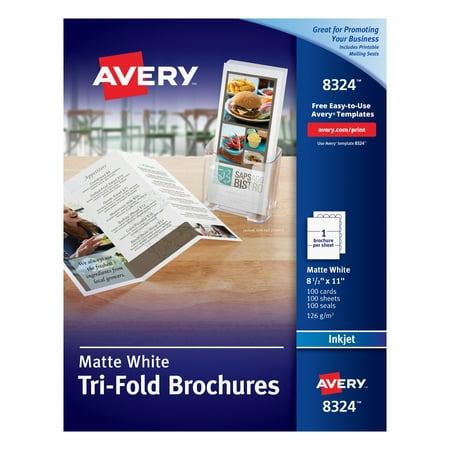 Avery(R) Tri-Fold Brochures, Matte, Two-Sided Printing, 8-1/2
