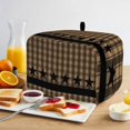 thumbnail image 2 of Toaster Cover 4 Slice, Brown Black Plaid Dustproof Bakeware Oven Protector with Top Hook, Vintage Rustic Star Buffalo Check Waterproof Small Kitchen Appliance Toasters Dust Cover, 12"x11"x8", 2 of 9