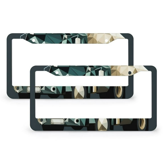 License Plate Cover Abstract Green Truck Funny License Plates 2 PCS Boys Construction Vehicles Metal License Plate Frames for Women Men Auto Decoration Hardware