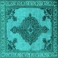 thumbnail image 1 of Ahgly Company Machine Washable Indoor Square Oriental Turquoise Blue Industrial Area Rugs, 3' Square, 1 of 4