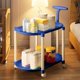 thumbnail image 5 of Mesa auxiliar con ruedas color crema, mesita de noche para dormitorio, mesa de salón, mesa nido portátil para espacios pequeños, estante de almacenamiento de plástico., 5 of 6