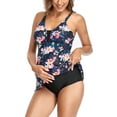 thumbnail image 5 of CALAFEBILA Junior Swimsuits Tankini Two Piece Modest Summer Floral Print Maternity Bathing Suits, 5 of 7