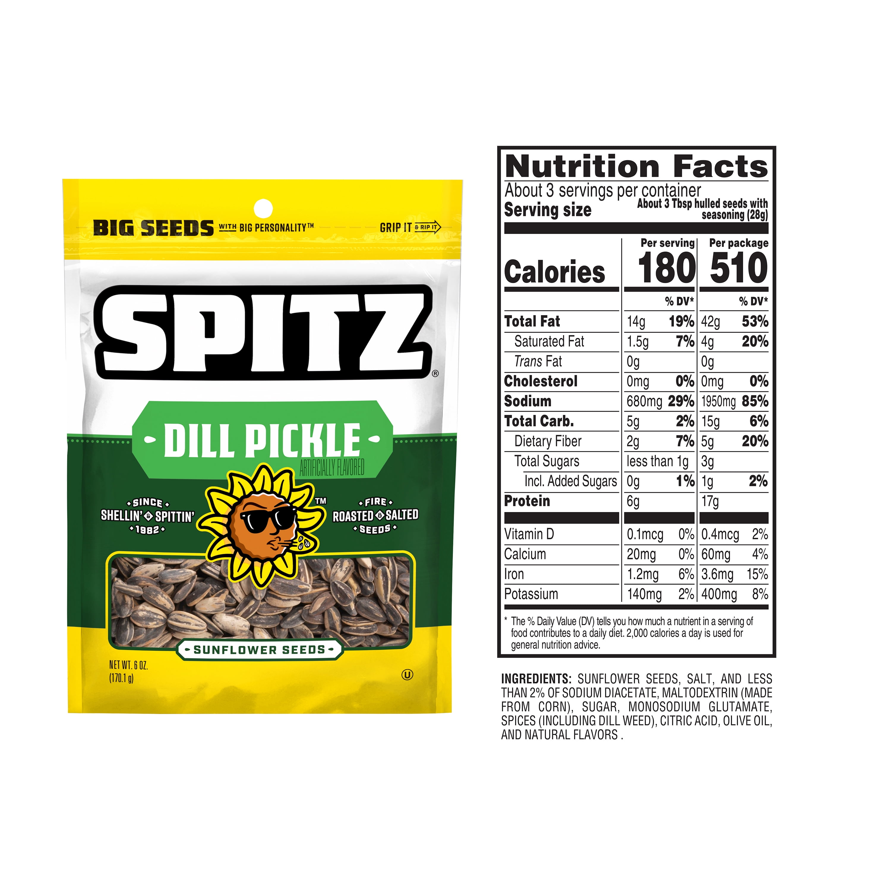Spitz Sunflower Seeds, Dill Pickle, 6 oz (pack of 9)