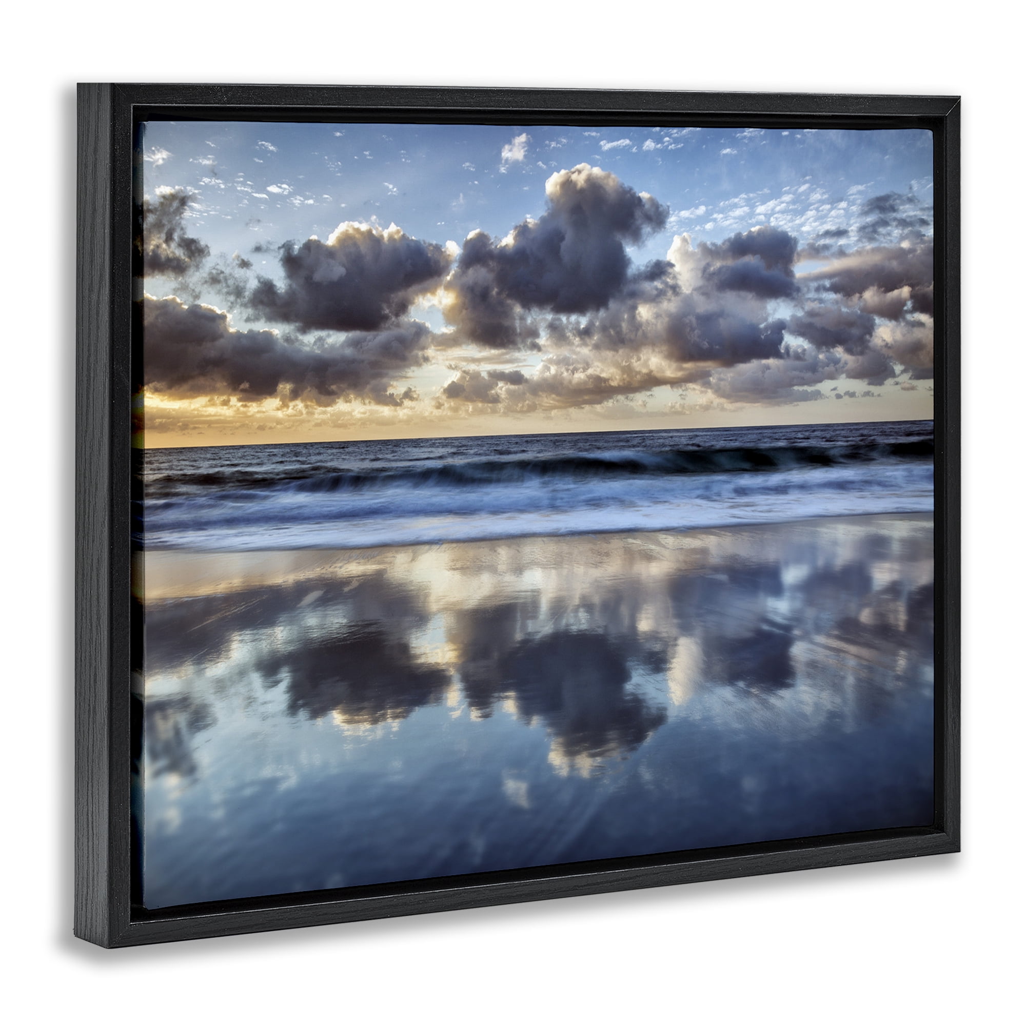 Stupell Industries Reflective Clouds Seascape Black Framed Floater Canvas Wall Art, design by Superstock Partners LLC