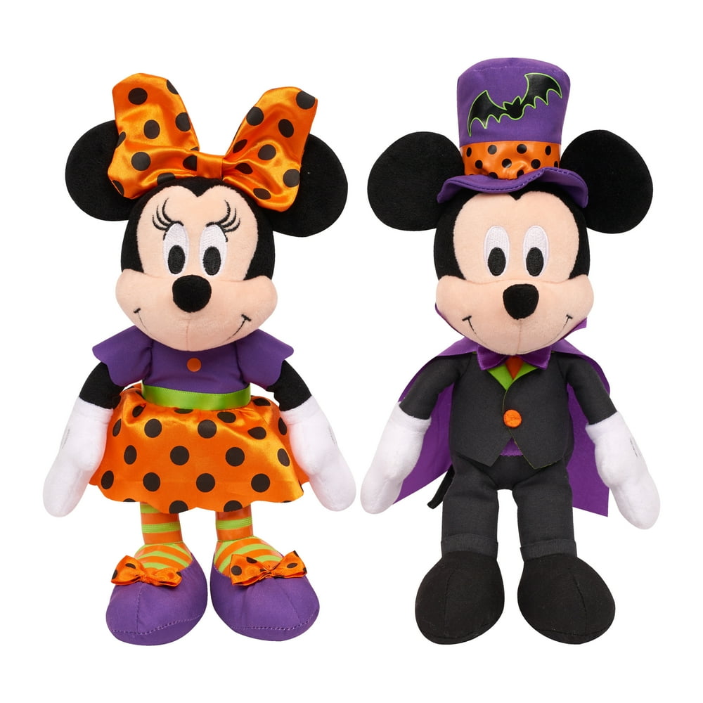 Disney Halloween Bean Plush, Mickey Mouse and Minnie Mouse, 2piece set