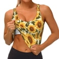 thumbnail image 3 of Gukieu Romantic Elegant Sunflower Print Women's Sports Vest, Low-neck U-shaped Removable Pad Sports Bra for Yoga, Exercise, Dance-Medium, 3 of 8