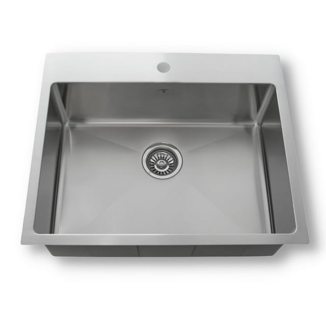 ONEX® Drop-In Single Bowl 25"X20" -8"d Stainless Steel Square Sink OD2520-SQR