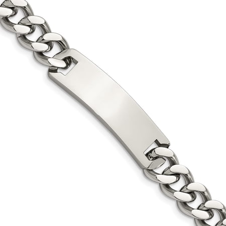 Auriga Fine Jewelry Stainless Steel Polished Curb Chain 8 inch ID Men s Bracelet