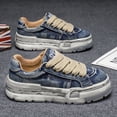 thumbnail image 3 of Men's Low Cut Denim Casual Sports Board Shoes | Men's Korean Streetwear Sneakers - Low - Top Lace-up Shoes, 3 of 8