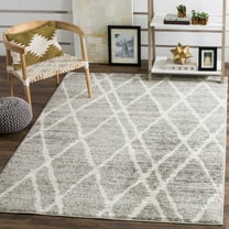SAFAVIEH Adirondack Cody Geometric Diamonds Area Rug, Ivory/Silver, 4' x 4' Square